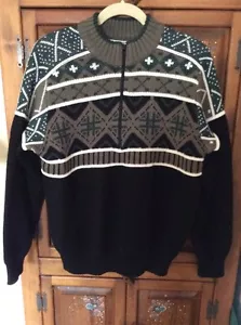 Men's Obermeyer STORM 1/2 Zip Wool Blend Sweater Multicolor Mock Turtleneck Sz M - Picture 1 of 9