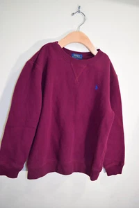 Ralph Lauren Polo Maroon Red Fleece Lined Sweatshirt Blue Pony Boy Girl KIDS S 7 - Picture 1 of 10