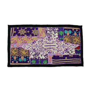 16 X 32 Vintage Embroidered Patchwork Gypsy Bohemian Tapestry Wall Hanging - Picture 1 of 3