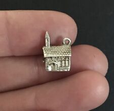 Vintage Sterling Silver Chapel Church Wedding Marriage Charm Antique Pendant