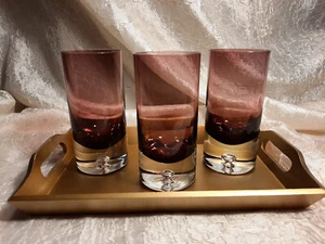 Vasos de fondo de burbuja de lujo de amatista de 3 bloques - Imagen 1 de 9