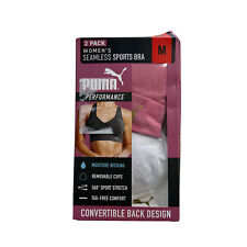 Puma 2 Bras Seamless Sports Bra Convertible Back M Pink/white NEW 34C/D 36A/B OP