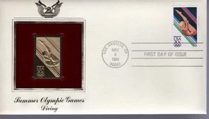 LOS ANGELES SUMMER OLYMPICS DIVING 1984 SCOTT #2082 GOLD REPLICA COVER FDC - Picture 1 of 2