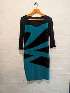 Frank Lyman Kleid Damen Größe UK 12 Schwarz Türkis 3/4 Arm - Bild 1 von 7