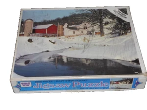 Vintage Whitman 1000 Piece Puzzle Wisconsin Winter Jigsaw Puzzle Barn Farm - Picture 1 of 4
