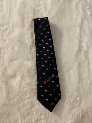 VINTAGE ALYNN NECKWEAR BLUE & WHITE SANTA CLAUS CHRISTMAS NECKTIE - Imagem 1 de 3