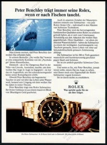 1976 Rolex Submariner gold watch great white shark color photo German print ad - Picture 1 of 2