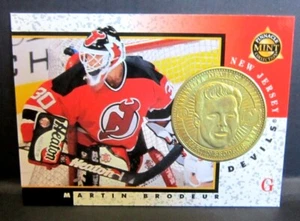 Mark Brodeur 1997-98 Pinnacle Mint BRASS COIN with Card!Devils Goalie GOAT HOF - Picture 1 of 2