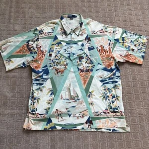 Vintage Polo Ralph Lauren 1991 Sport All Over Print Polo Shirt Men XL Tennis 90s - Picture 1 of 13