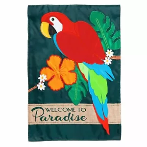 Parrot Paradise 168675 Evergreen APPLIQUE Garden Flag 12.5” x 18” - Picture 1 of 1