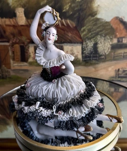 Very rare Dresden Lace Porcelain Dancer Figurine marked ART Germany see the pics - Picture 1 of 17