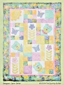 Bear Hugs - QUILT PATTERN -Butterflies, Flowers - 40" x 55" - Picture 1 of 3