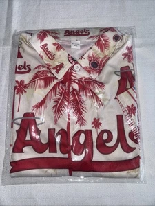 Angels Baseball Button Up Shirt City Connect Palm Tree Hawaiian Style XL - Picture 1 of 2
