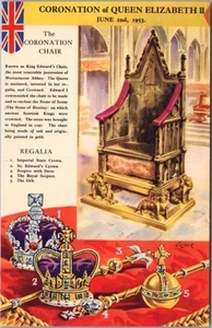 Silla postal Coronación de la reina Isabel II 1953/Regalia - Artista Culmer - Imagen 1 de 2
