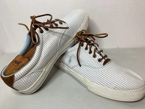 Scarpe da barca POLO.by Ralph Lauren uomo Vaughn blu a righe taglia 11,5D - Foto 1 di 10