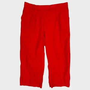 Pantalones capri Ann Taylor XL de lino rojo mezcla de rayón bolsillos trabillas para cinturón - Imagen 1 de 7