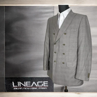 Abrigo deportivo Lineage para hombre 42L gris a cuadros doble pecho pico doble ventilación Foto 1 de 4