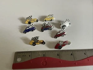 8 Vintage Racing Checkered Flag Hat Lapel Pins; Vintage Stock Car Midget Race - Bild 1 von 6