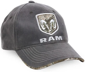 Dodge RAM Logo Charcoal Weathered Cotton Low Crown Cap with Realtree Edge™ - Picture 1 of 4
