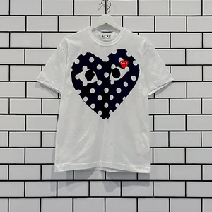 COMME DES GARCONS CDG PLAY POLKA DOT BIG HEART TEE AZ-T234-051-1 - Picture 1 of 1