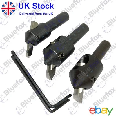 BLUEFOX 3 Piece Engineers Fly Cutter Set With HSS Round Tool Bits 3/8" Shank