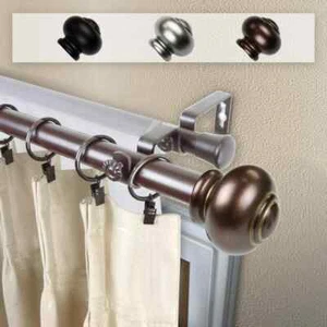 Dani 1 in. Double Curtain Rod 120 in. to 170 in. in Bronze - Picture 1 of 4