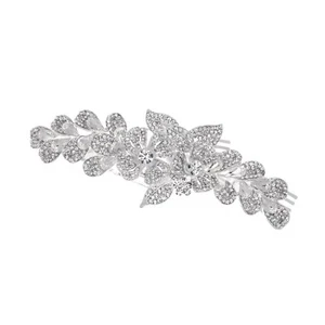 Bridal Floral Rhinestones Crystal Prom Wedding Tiara Hair Comb 81082 - Picture 1 of 4