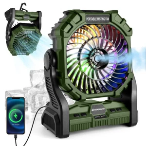 Odoland Portable Misting Fan, Camping Fan with Light & 250mL Water Tank,10000mAh - Picture 1 of 7