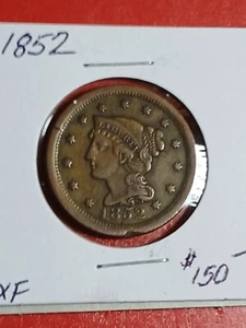 1848-P BRAIDED HAIR LARGE CENT. AU/UNC CONDITION. - Picture 1 of 2