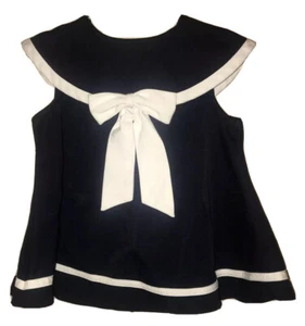 Rare Editions Sailor Shirt Size 4T Navy White Bow In Front - Picture 1 of 3