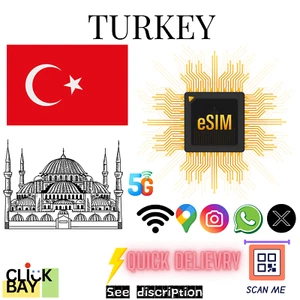 [eSIM] Turquie Voyage e-SIM Haute Vitesse 4G/5G Données pendant 30 Jours (Données uniquement) - Photo 1 sur 7