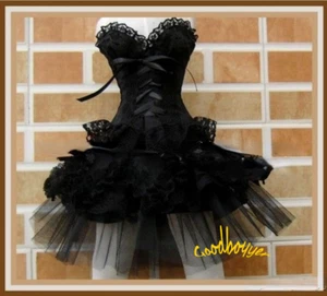 1/6 1/4 1/3 BJD Conjunto Ropa Lolita Negro Encaje Corsé Vestido Sin Mangas Soñador - Imagen 1 de 1