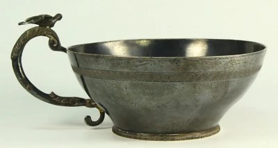 ! Антикварная серебряная чаша с ручкой 1800-е Османская империя сосуд птица наконечник - Изображение 1 из 4