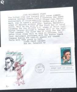 IRISH OPERATIC TENOR JOHN MCCORMACK BOSTON 1984 COVERCRAFT CACHET FDC +INFO CARD