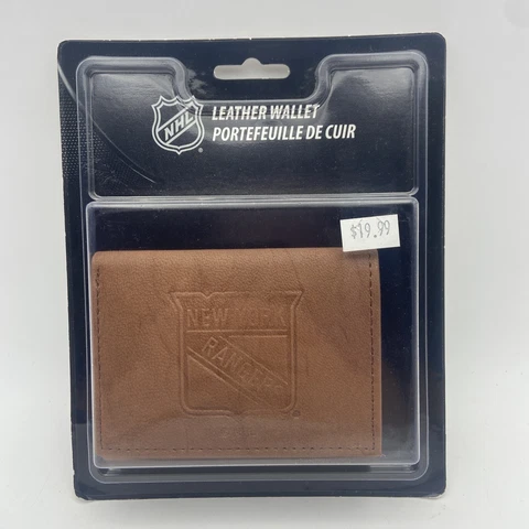 New York NY Rangers NHL Embossed Logo Brown Leather Trifold Wallet Cover