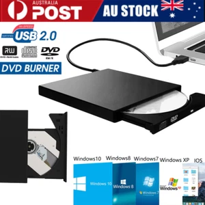 USB External CD RW DVD ROM Writer Burner Player Drive PC Laptop for Mac Windows - Picture 1 of 12