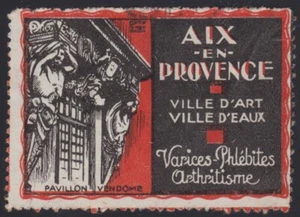 FRANCE VIGNETTE  AIX EN PROVENCE VARICES PHLEBITES Ville d'Art d'Eau Cinderella - Picture 1 of 1