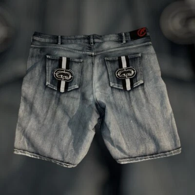 Pantalones Cortos Ecko Unltd Para Hombres 46 Gris Pantalones Cortos Sueltos Lavados Desteñidos Ropa de Calle Patinador Foto 1 de 4