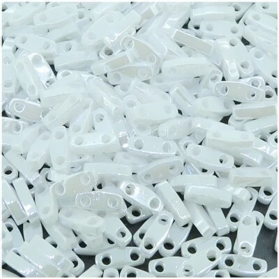 Miyuki Quarter Tila Beads 2-Hole 5x1.5mm Opaque White Luster 7.2GM - Image 1 of 3