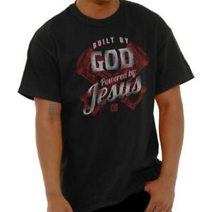 T-shirt à manches courtes adulte à manches courtes construit par Dieu précieux Jésus religieux Christ