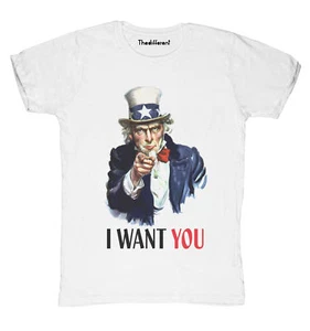New T-Shirt Fiammata Uomoi Want You Zio Sam Idea Regalo - Foto 1 di 1