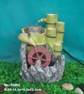 Feng Shui Bamboo Style Water Fountain with Running Wheel - Picture 1 of 1