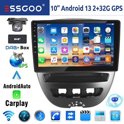 DAB+ 32G Android 13 Carplay Autoradio GPS Navi BT RDS Für Peugeot 107 Citroen C1 - Bild 1 von 4