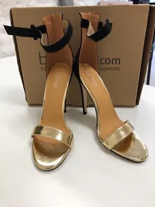 Boohoo Frankie contrast Two Part Black Heel Sandal Size 7 US - Picture 1 of 6