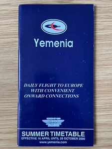 YEMENIA TIMETABLE Summer 2000 SCHEDULE Yemen - Picture 1 of 1
