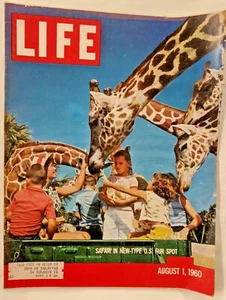 Life Magazine August 1 1960 - Safari In New-Type U.S. Fun Spot - Giraffes-M265 - Foto 1 di 1