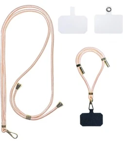 Pink Cell Phone Lanyard Wrist Strap Pack with 3X Phone Tether Tabs Patches - Picture 1 of 9