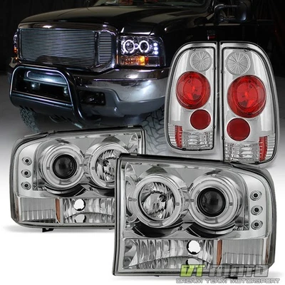 [COMBO] 1999-2004 Ford F250 F350 Superduty Halo Projector Headlights+Tail Lights - Изображение 1 из 4