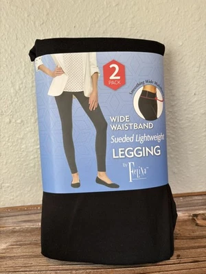 Pack de 2 Leggings Felina Cintura Ancha Gamuza Ligeros Suaves, Negros, Pequeños Foto 1 de 4