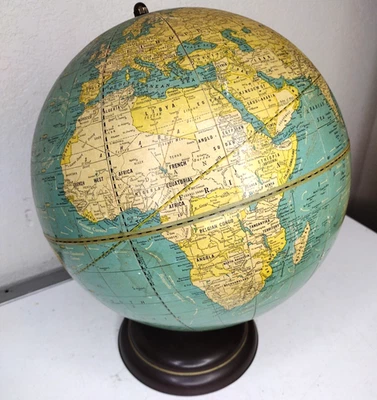 1935 Cram's 10.5" Universal Terrestrial Globe Vintage Pre-War No. 105 Metal Base - Image 1 of 4
